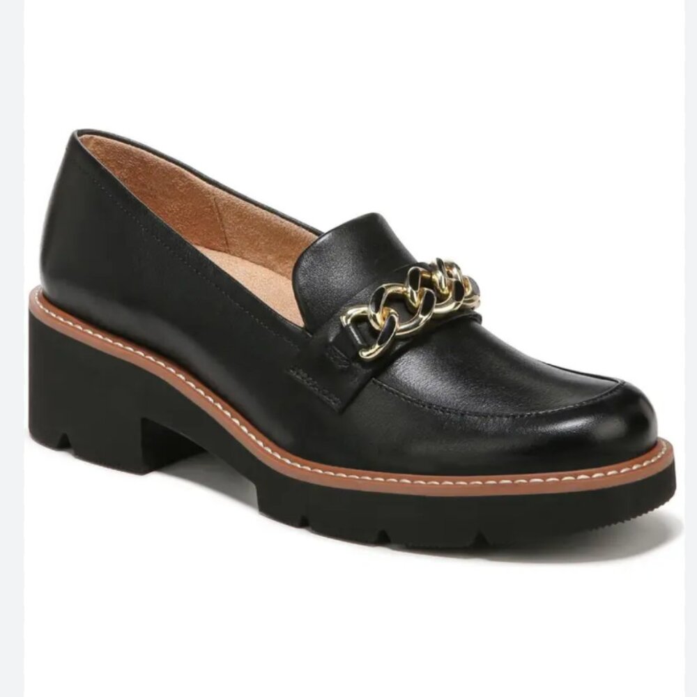 Worn Once!  Naturalizer Desi Chain Detail Lug Sole Loafer, Size 9.5M, Black